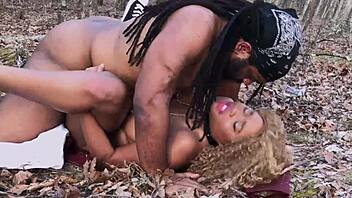 Don Whoe and Nina Rivera Dominate with Rough Outdoor Blowjob and Ebony Sex in Forest