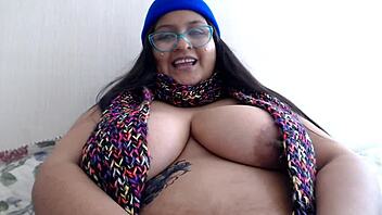 Bbw feels so exposed going topless even on this chilly day