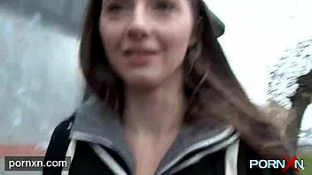 Damn, watch me flash my shaved pussy and skinny body in public lingerie outdoors!