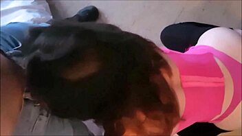 french amateur in satin lingerie gives deepthroat blowjob and clothed sex