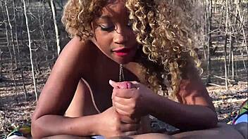 Don Whoe and Nina Rivera Dominate with Rough Outdoor Blowjob and Ebony Sex in Forest