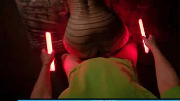 Catwoman In Stockings And Gloves Enjoys Sensual Blowjob Orgasm With Cum On Tits