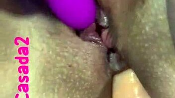 a curvy brazilian wife flashes big tits and dildo plays in bedroom solo 😘