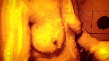 sexy milf takes slow motion shower massaging wet tits and ass