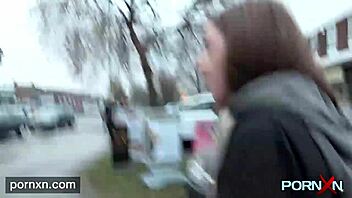 Damn, watch me flash my shaved pussy and skinny body in public lingerie outdoors!