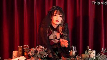 God! Cosplay babe in costume poses seductively!