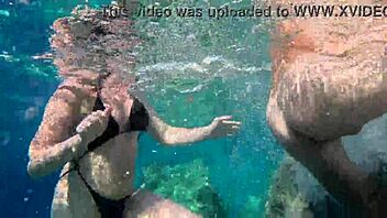 Hot milf enjoys underwater sex in the pool with big assets. She rides and licks in a steamy shower encounter.