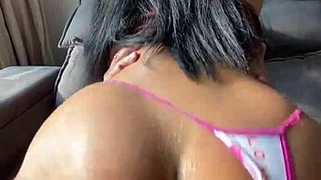 brunette housewife rides cock in lingerie for creampie