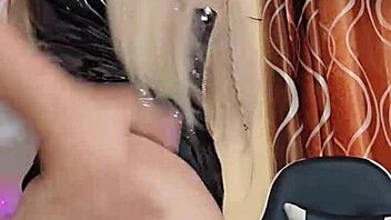 oh yes, latex transsexual stroking my hard cock now