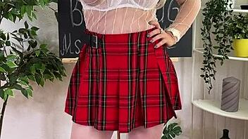 Sexual wellness contrasts with this hot milf teacher putting in a buttplug for solo domination play in lingerie.