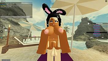 Blonde and ebony babes take big cock in intense threesome anal pounding