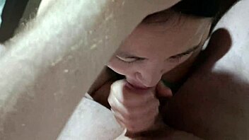 Isn't it hot watching this cute korean brunette give a close-up handjob and suck her neighbor's cock until he cums in her mouth?