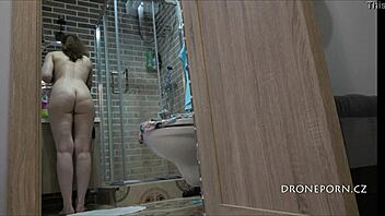 Oh man, this beautiful tattooed teen 18+ Petra is in the bathroom, like totally spied on with hidden cam
