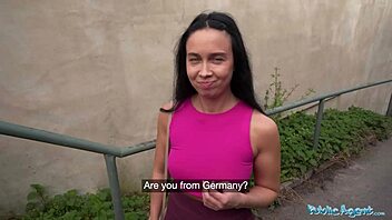 public agent milf bends over for fat cock outdoors in garden shed with blowjob and cumshot