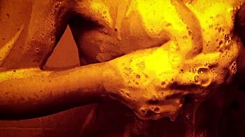 sexy milf takes slow motion shower massaging wet tits and ass