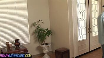 Oh, this big-titted massage beauty is teasing and pleasuring a lucky guy with glamour 😍