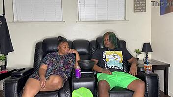 Curvy Ebony Sneaks Intense Doggystyle Pounding From Massive Cock Before Hubby Returns