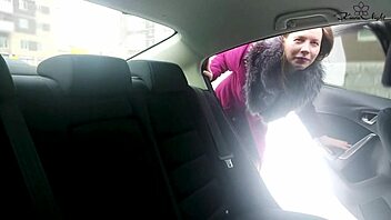 Oh my god, this cute bitch is jerking off her wet pussy during a wild taxi ride fetish!