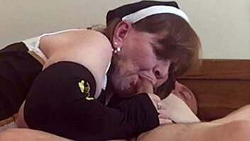 head granny nun casually loves giving deepthroat blowjobs in cosplay outfit