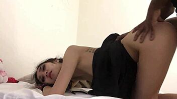 Eva yi petite asian bent over doggystyle fucking bbc interracial small tits