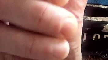 The man gently strokes his cock until reaching cum release