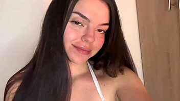 beautiful colombian teen fingers her wet juicy pussy in homemade solo masturbation in dorm room