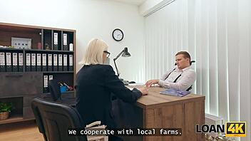 Blonde babe gets rough anal fucking during her loan office interview