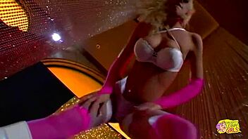 oh man this vintage striptease turns into hot blonde and kinky brunette ripping clothes for lesbian licking