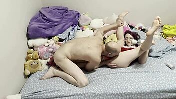 Big Cock Guy Joins Tiny 18+ Girl For A Hard Christmas Fuck Session With Orgasms!