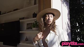 Petite Latina Strips Outdoors