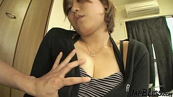 hey, wanna see this japanese teen get her hairy pussy creampied and cum on her big tits?