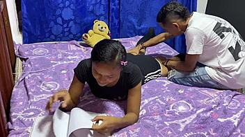 chubby babe with big ass big tits takes big cock blowjob cowgirl riding creampie cumshot in close up couple action