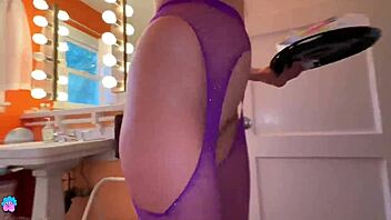 Woman spots private moment during group gathering and reacts unexpectedly in bathroom scene.