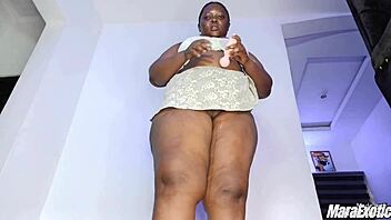 Amateur Ebony Hotwife with Thick Thighs Teases in Miniskirt and Squirts during POV Masturbation Full Video