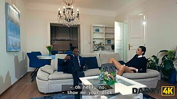 Slutty brunette cheats on boyfriend with massive black cock