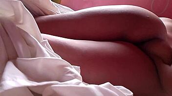 Amateur asian woman bent over in hotel for doggystyle blowjob leading to intense creampie orgasm.