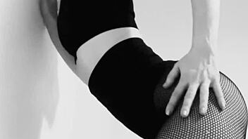 Fishnet tights tease ass and feet, but black and white contrast adds mystery