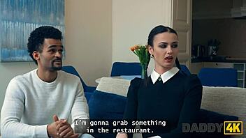 Slutty brunette cheats on boyfriend with massive black cock