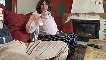 Pregnant Woman Touches Virgin Man's Cock for First Time