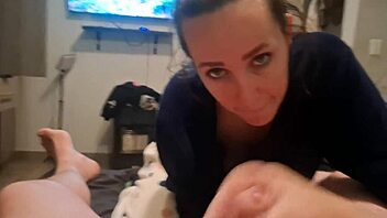 someone enjoys swallowing after a tasty treat from a homemade session with a skinny neighbor