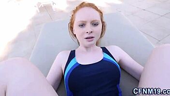 this redhead takes on a big cock in outdoor cfnm action, ending with a massive cumshot.