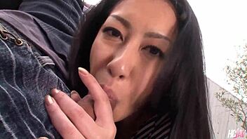 Japanese Chick In Ripped Jeans Kaede Kuroki Takes Two Dicks In Doggystyle And Blowjob Creampie Threesome