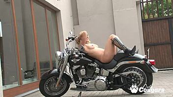 Hey, Alyssia Diamond is getting so naughty on that motorcycle! 😈🏍️