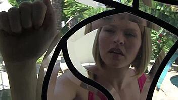 blonde krissy lynn with big boobs delivers interracial gloryhole blowjob