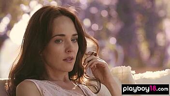 Sweet brunette German teen Bianka Helen undresses slowly, revealing her petite nude body in outdoor posing.