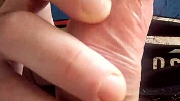 The man gently strokes his cock until reaching cum release