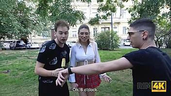 Blonde couple dives into wild ass licking on the sofa.