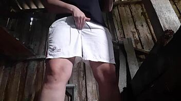 Village girl masturbates in barn