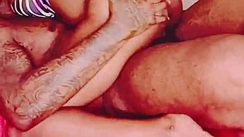Ebony goddess and tatted king go wild in intense bareback sex session 😈