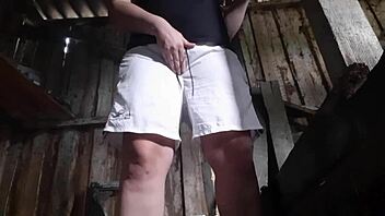 Village girl masturbates in barn